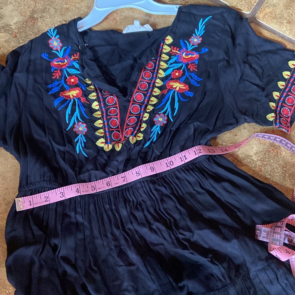 DONATED Solitaire Black Midi Dress with Vibrant Embroidery - Picture 7 of 9